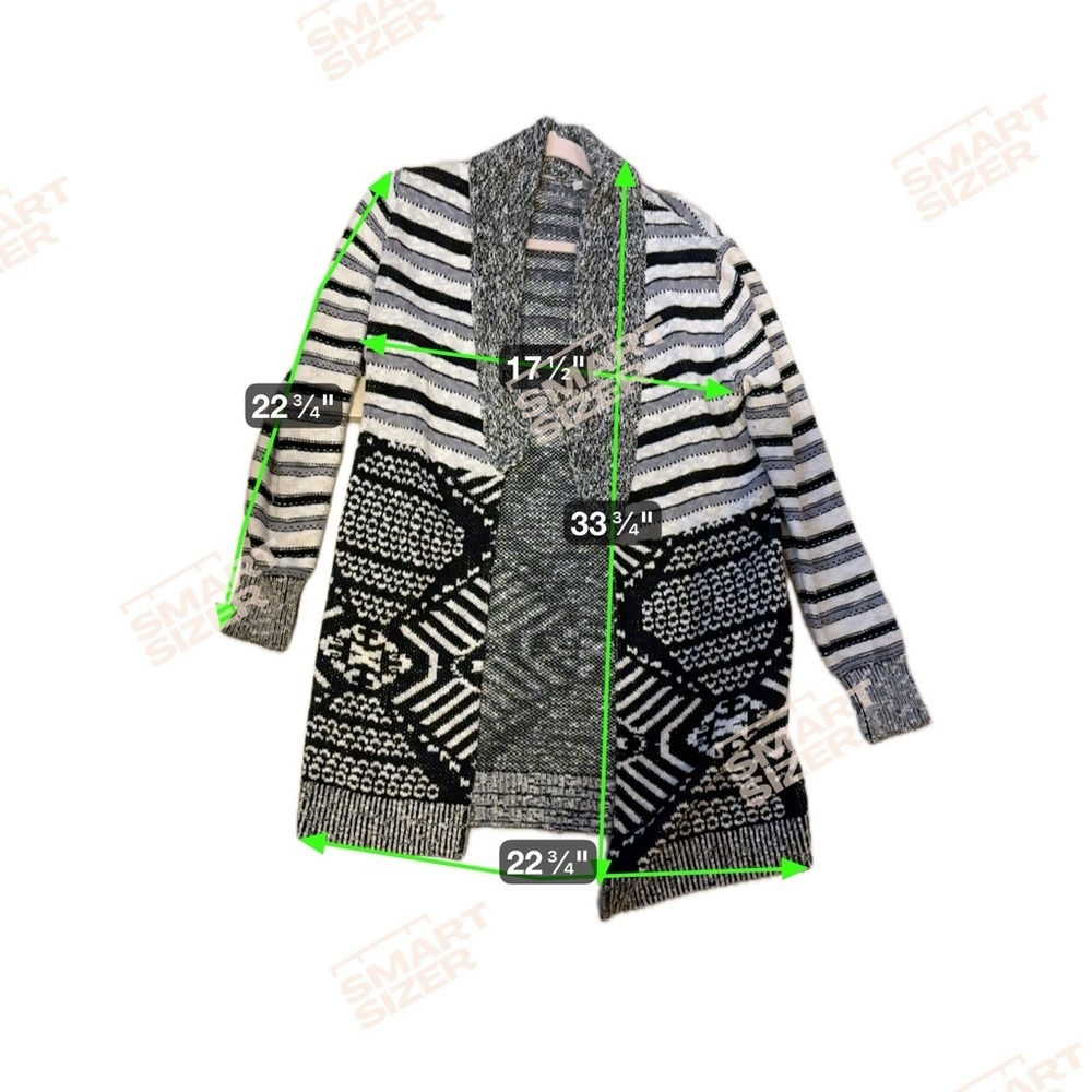 Ecote Urban Outfitters Cardigan Black Gray Ivory Aztec Boho Pattern Sz Medium - Picture 5 of 5